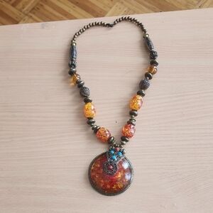 Vantage Amber and Turquoise Beaded Necklace
